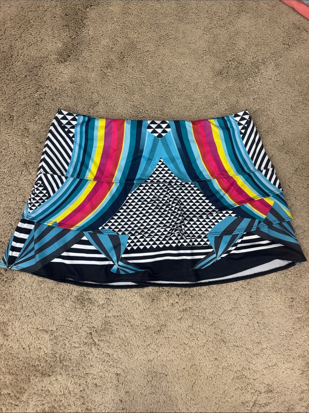 Lucky In Love Stripe It Up Pleated Tennis Pickleball Golf Skirt size Large (12)